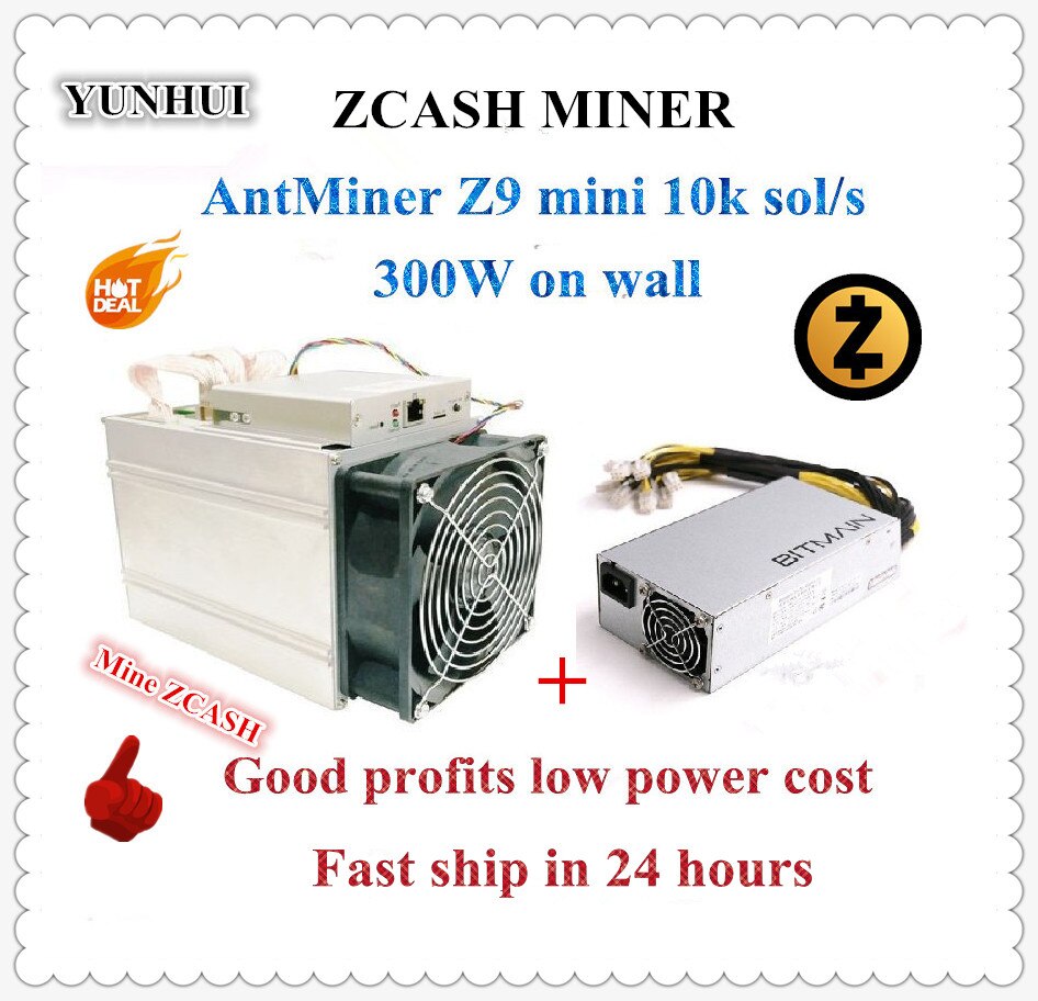   ZCASH Miner Antminer Z9 Mini 10k Sol/s 300W Bitmain APW3 1600W PSU  A9 s9 14k Sol/s  